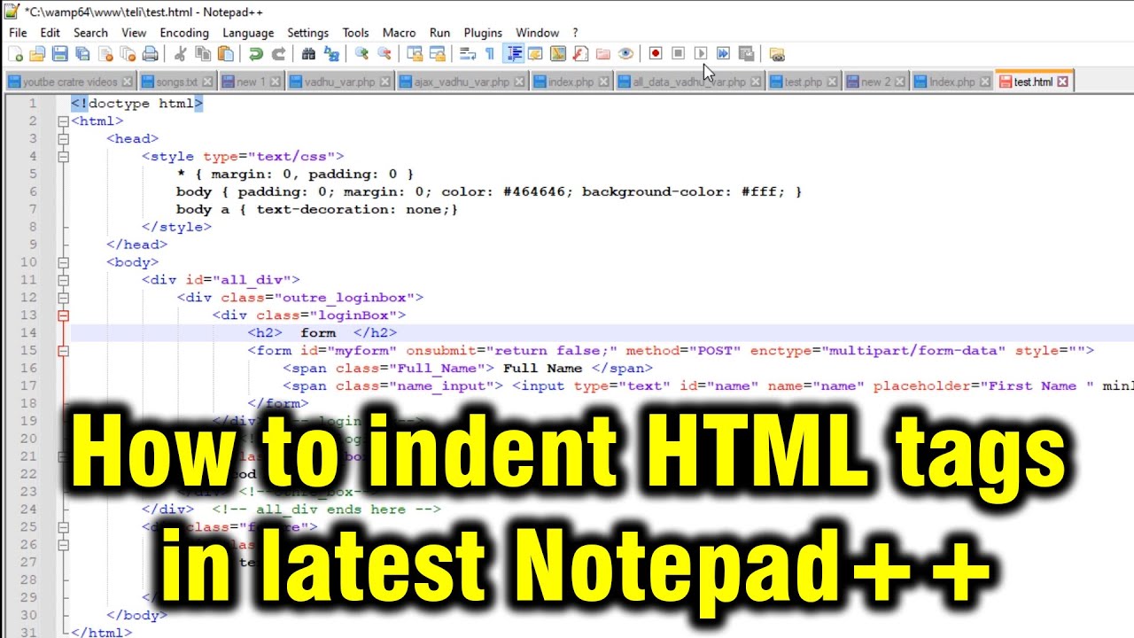 how to make an indent in html